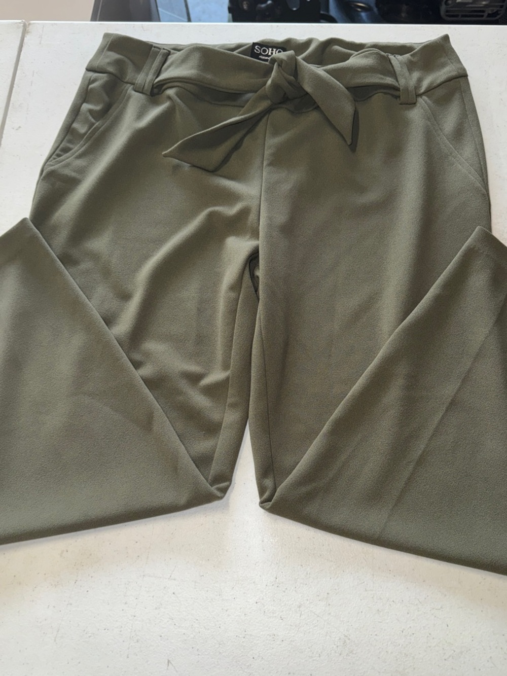 Soho Olive Green Tie-Waist tappered leg Pants
